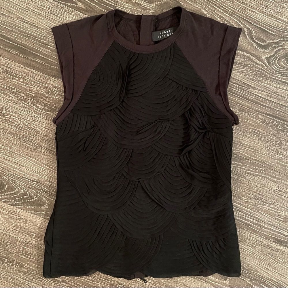 Robert Rodriguez silk scalloped top